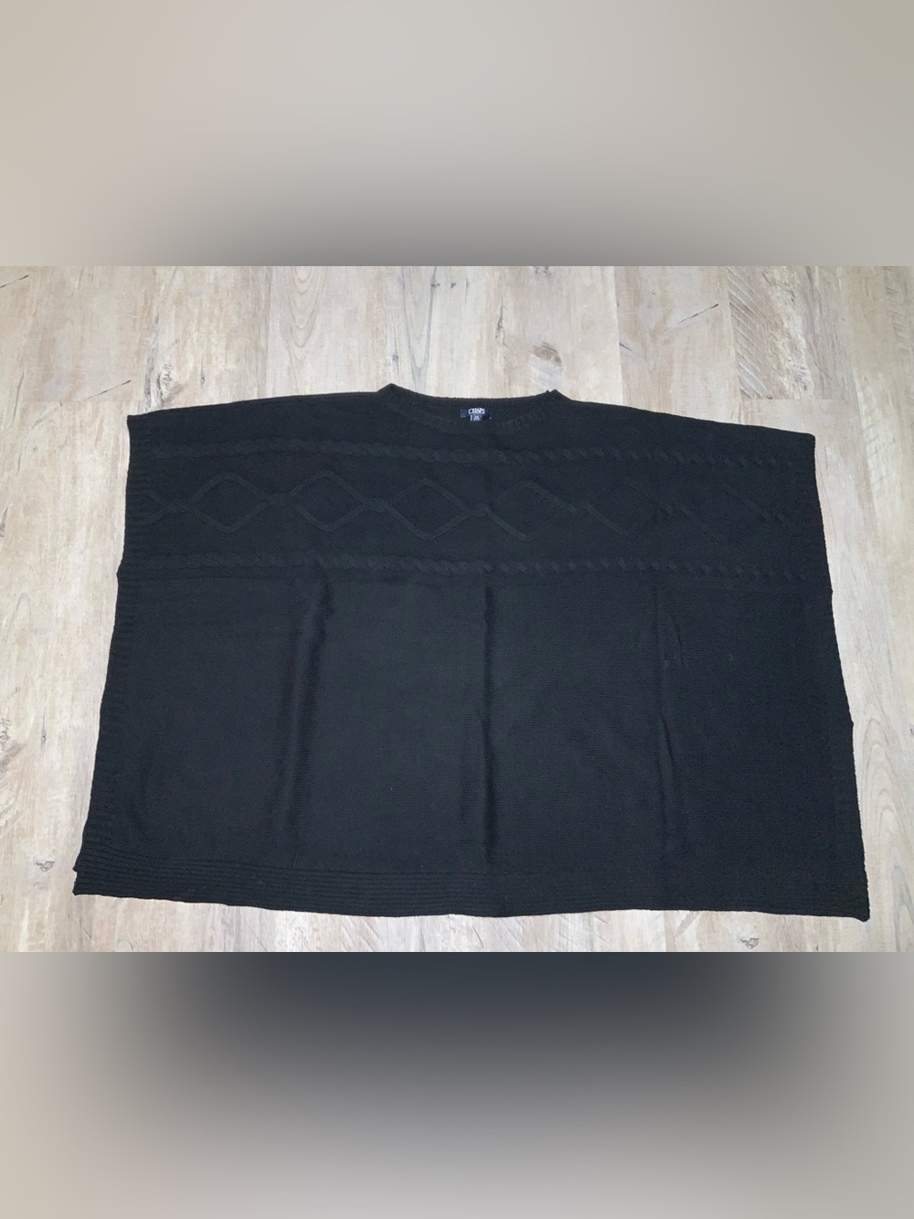 (Bin 20) Chaps, Womens Black Textured Crewneck Shrug, Size L/XL